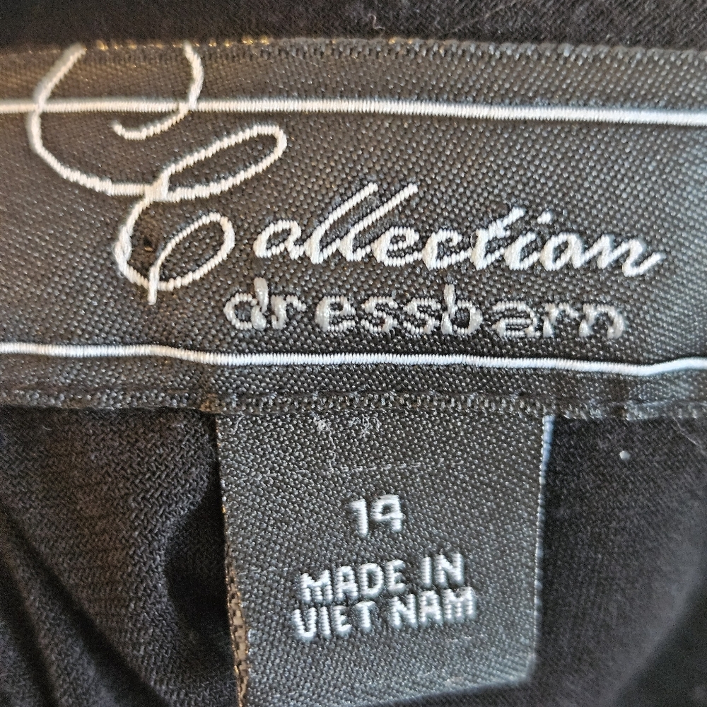 Collection By Dress Barn black & Green Vneck dress stretch cap sleeve Size 14 - Picture 7 of 10